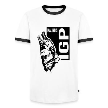 IGP Malinois Dog Sport Dog Wilsigns - Men's Ringer Shirt - white/black - Front - AI Model Female 172 light (172cm) & AI Model Male 178 dark (178cm)
