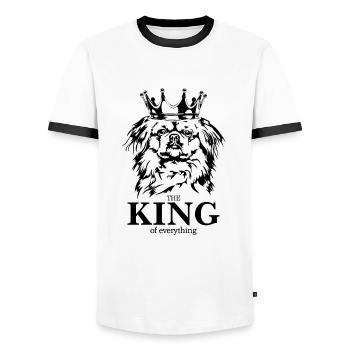 Pékinois Roi de tout Dire Chiens Wilsigns - T-shirt contrasté Homme - blanc/noir - Devant - AI Model Female 172 light (172cm) & AI Model Male 178 dark (178cm)