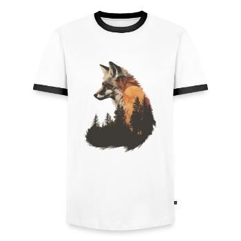 Fuchs Kopf Wald Tier Natur Bäume Baby Fuchs - Männer Kontrast-T-Shirt - Weiß/Schwarz - Vorne - AI Model Female 172 light (172cm) & AI Model Male 178 dark (178cm)