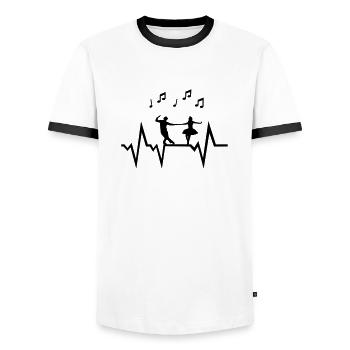 Dancer & Heartbeat with music notes - Men's Ringer Shirt - white/black - Front - AI Model Female 172 light (172cm) & AI Model Male 178 dark (178cm)