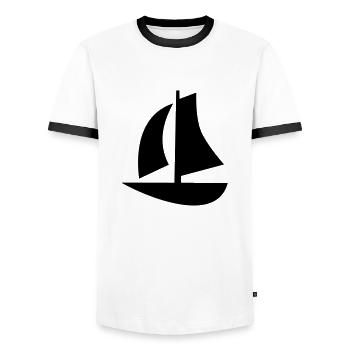 navigation à voile - T-shirt contrasté Homme - blanc/noir - Devant - AI Model Female 172 light (172cm) & AI Model Male 178 dark (178cm)