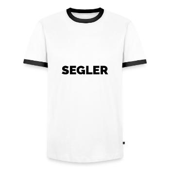 SEGLER PERFEKT - Männer Kontrast-T-Shirt - Weiß/Schwarz - Vorne - AI Model Female 172 light (172cm) & AI Model Male 178 dark (178cm)