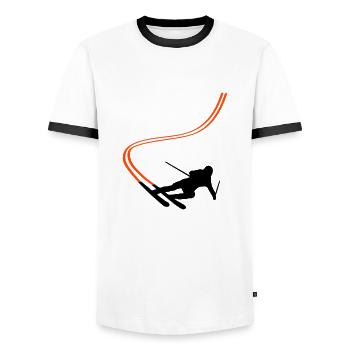 Ski - Men's Ringer Shirt - white/black - Front - AI Model Female 172 light (172cm) & AI Model Male 178 dark (178cm)