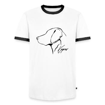 Slovensky KOPOV Profil Hunde Hund Wilsigns - Männer Kontrast-T-Shirt - Weiß/Schwarz - Vorne - AI Model Female 172 light (172cm) & AI Model Male 178 dark (178cm)