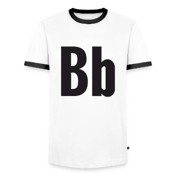 Buchstabe B - Männer Kontrast-T-Shirt - Weiß/Schwarz - Vorne - AI Model Female 172 light (172cm) & AI Model Male 178 dark (178cm)