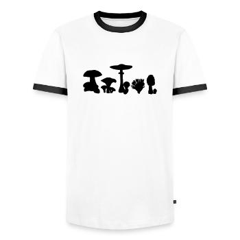 Pilz - Männer Kontrast-T-Shirt - Weiß/Schwarz - Vorne - AI Model Female 172 light (172cm) & AI Model Male 178 dark (178cm)