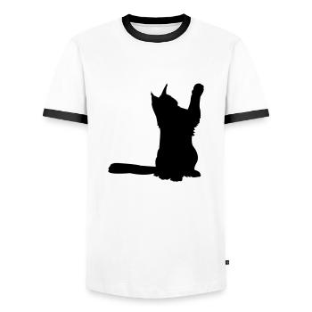 Maine Coon 2 - Männer Kontrast-T-Shirt - Weiß/Schwarz - Vorne - AI Model Female 172 light (172cm) & AI Model Male 178 dark (178cm)