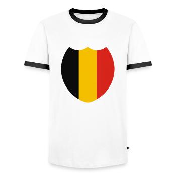 Belgium (V) - Men's Ringer Shirt - white/black - Front - AI Model Female 172 light (172cm) & AI Model Male 178 dark (178cm)
