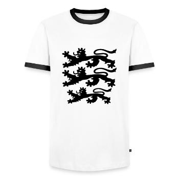 Dänemark Design 2 - Men's Ringer Shirt - white/black - Front - AI Model Female 172 light (172cm) & AI Model Male 178 dark (178cm)