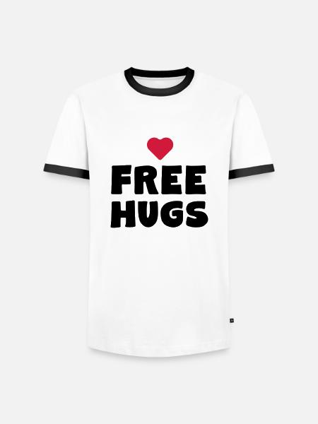 Free Hugs - Männer Kontrast-T-Shirt - Weiß/Schwarz