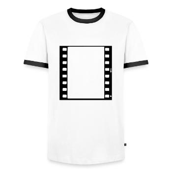 movie_vec_1 en - Men's Ringer Shirt - white/black - Front - AI Model Female 172 light (172cm) & AI Model Male 178 dark (178cm)