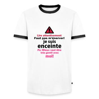 Faut pas m'énerver! - T-shirt contrasté Homme - blanc/noir - Devant - AI Model Female 172 light (172cm) & AI Model Male 178 dark (178cm)