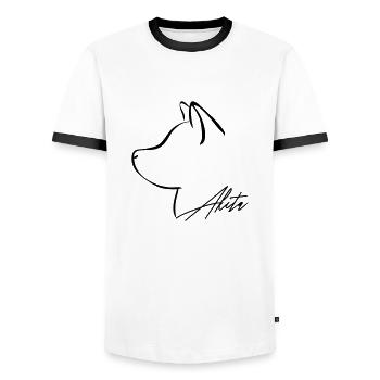 AKITA Profile E WILSIGNS - Men's Ringer Shirt - white/black - Front - AI Model Female 172 light (172cm) & AI Model Male 178 dark (178cm)