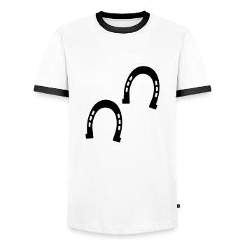 Pferden-Hufe - Männer Kontrast-T-Shirt - Weiß/Schwarz - Vorne - AI Model Female 172 light (172cm) & AI Model Male 178 dark (178cm)