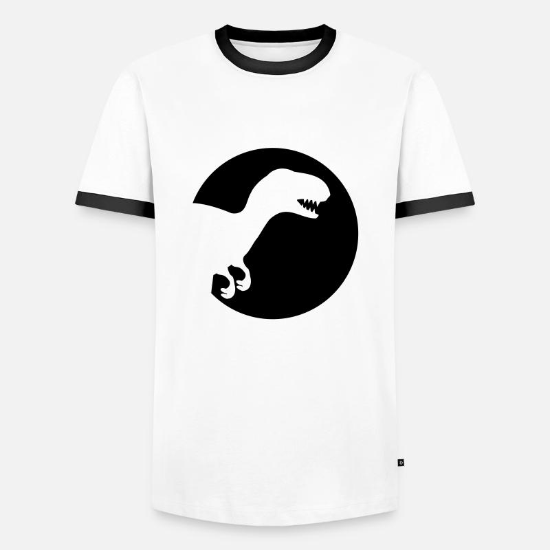 dino_rex_logo_f1 - Men's Ringer Shirt - white/black