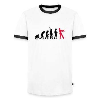 Zombie Evolution (zweifarbig) - Männer Kontrast-T-Shirt - Weiß/Schwarz - Vorne - AI Model Female 172 light (172cm) & AI Model Male 178 dark (178cm)