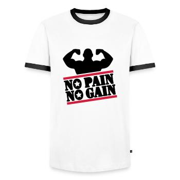 pain_bodybuilding_f2 - T-shirt contrasté Homme - blanc/noir - Devant - AI Model Female 172 light (172cm) & AI Model Male 178 dark (178cm)