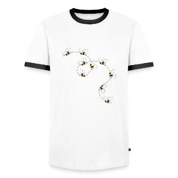 Bienen fliegen - Männer Kontrast-T-Shirt - Weiß/Schwarz - Vorne - AI Model Female 172 light (172cm) & AI Model Male 178 dark (178cm)