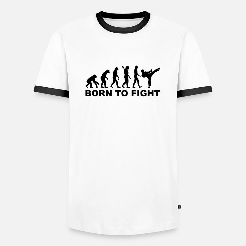 Evolution Karate - Männer Kontrast-T-Shirt - Weiß/Schwarz