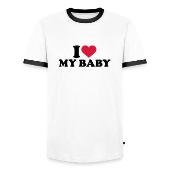 I love my Baby - T-shirt contrasté Homme - blanc/noir - Devant - AI Model Female 172 light (172cm) & AI Model Male 178 dark (178cm)