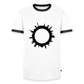 Skyline Frankfurt - Männer Kontrast-T-Shirt - Weiß/Schwarz - Vorne - AI Model Female 172 light (172cm) & AI Model Male 178 dark (178cm)