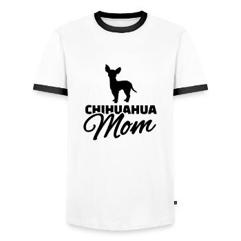 Chihuahua Mom - T-shirt contrasté Homme - blanc/noir - Devant - AI Model Female 172 light (172cm) & AI Model Male 178 dark (178cm)