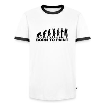 Evolution Born to paint - T-shirt contrasté Homme - blanc/noir - Devant - AI Model Female 172 light (172cm) & AI Model Male 178 dark (178cm)
