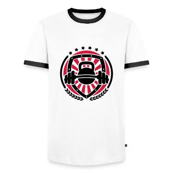 Workout Blason 02 - T-shirt contrasté Homme - blanc/noir - Devant - AI Model Female 172 light (172cm) & AI Model Male 178 dark (178cm)