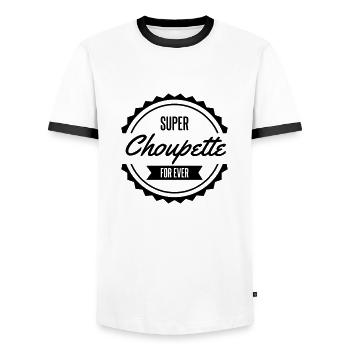 super choupette for ever - T-shirt contrasté Homme - blanc/noir - Devant - AI Model Female 172 light (172cm) & AI Model Male 178 dark (178cm)