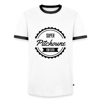 super pitchoune for ever - T-shirt contrasté Homme - blanc/noir - Devant - AI Model Female 172 light (172cm) & AI Model Male 178 dark (178cm)