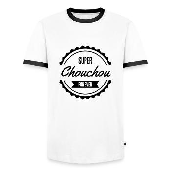 super chouchou for ever - T-shirt contrasté Homme - blanc/noir - Devant - AI Model Female 172 light (172cm) & AI Model Male 178 dark (178cm)