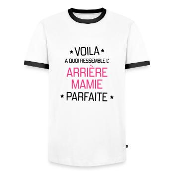 Arrière Mamie Mamy Grand Mère Grand-Mère - Men's Ringer Shirt - white/black - Front - AI Model Female 172 light (172cm) & AI Model Male 178 dark (178cm)