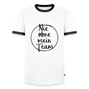 team nie ohne mein - Männer Kontrast-T-Shirt - Weiß/Schwarz - Vorne - AI Model Female 172 light (172cm) & AI Model Male 178 dark (178cm)