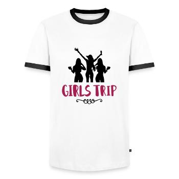 girls trip - Männer Kontrast-T-Shirt - Weiß/Schwarz - Vorne - AI Model Female 172 light (172cm) & AI Model Male 178 dark (178cm)