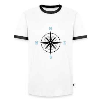 boussole 02 - T-shirt contrasté Homme - blanc/noir - Devant - AI Model Female 172 light (172cm) & AI Model Male 178 dark (178cm)