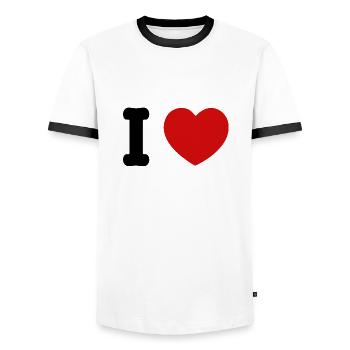 j'aime coeur ny personnalisé - T-shirt contrasté Homme - blanc/noir - Devant - AI Model Female 172 light (172cm) & AI Model Male 178 dark (178cm)