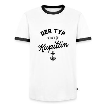 Kapitän Bootsführerschein Segelschein Geschenk - Männer Kontrast-T-Shirt - Weiß/Schwarz - Vorne - AI Model Female 172 light (172cm) & AI Model Male 178 dark (178cm)