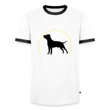 American Staffordshire Terrier individuell - Männer Kontrast-T-Shirt - Weiß/Schwarz - Vorne - AI Model Female 172 light (172cm) & AI Model Male 178 dark (178cm)