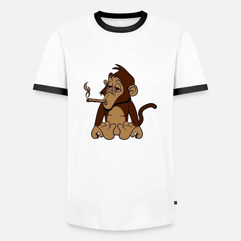 monkey weed hemp - Men's Ringer Shirt - white/black