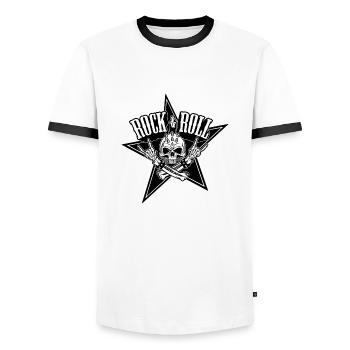 Rock and roll skull - Skull - Men's Ringer Shirt - white/black - Front - AI Model Female 172 light (172cm) & AI Model Male 178 dark (178cm)