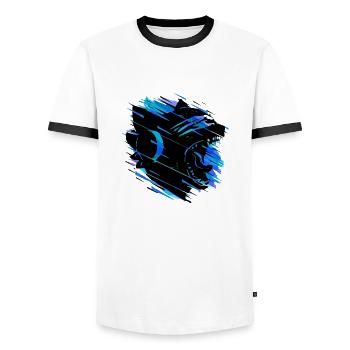 Monstercat Blue Mix - Männer Kontrast-T-Shirt - Weiß/Schwarz - Vorne - AI Model Female 172 light (172cm) & AI Model Male 178 dark (178cm)