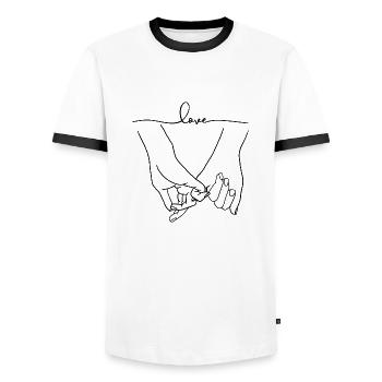 Holding Hands, Relationship, Love, Couple - Men's Ringer Shirt - white/black - Front - AI Model Female 172 light (172cm) & AI Model Male 178 dark (178cm)