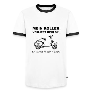 Roller - Männer Kontrast-T-Shirt - Weiß/Schwarz - Vorne - AI Model Female 172 light (172cm) & AI Model Male 178 dark (178cm)