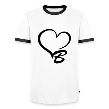 Lettre de cœur B - T-shirt contrasté Homme - blanc/noir - Devant - AI Model Female 172 light (172cm) & AI Model Male 178 dark (178cm)