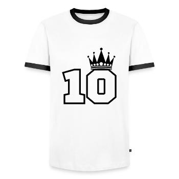 10 Krone - Männer Kontrast-T-Shirt - Weiß/Schwarz - Vorne - AI Model Female 172 light (172cm) & AI Model Male 178 dark (178cm)