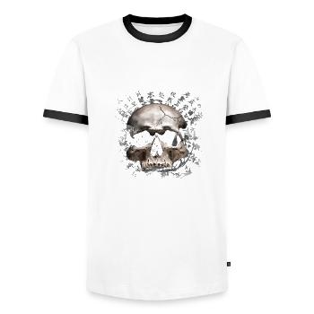 Crâne de Kanji - T-shirt contrasté Homme - blanc/noir - Devant - AI Model Female 172 light (172cm) & AI Model Male 178 dark (178cm)