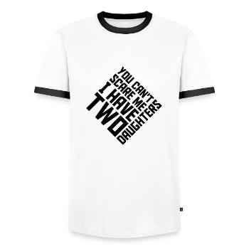 J’ai deux filles - T-shirt contrasté Homme - blanc/noir - Devant - AI Model Female 172 light (172cm) & AI Model Male 178 dark (178cm)