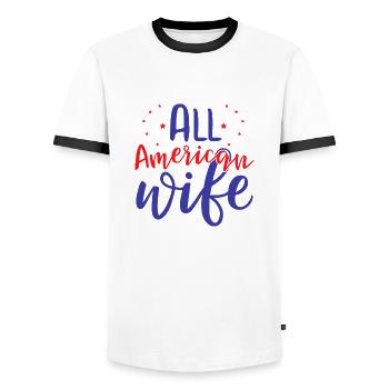 Alle amerikanischen Ehefrauen - Männer Kontrast-T-Shirt - Weiß/Schwarz - Vorne - AI Model Female 172 light (172cm) & AI Model Male 178 dark (178cm)