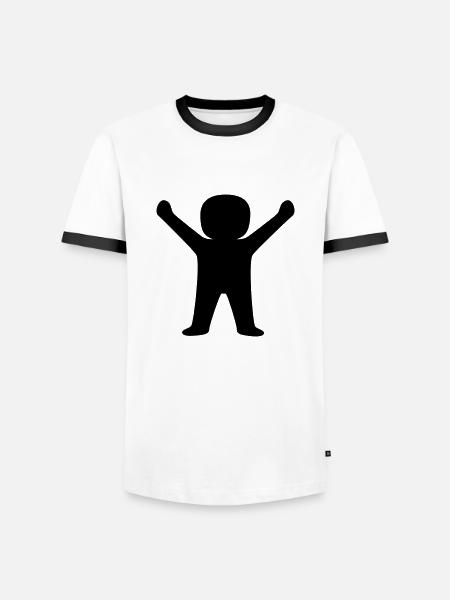 Conception d’illustration masculine heureuse - T-shirt contrasté Homme - blanc/noir