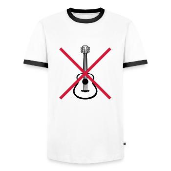 Forbidden guitarist to play guitar - Men's Ringer Shirt - white/black - Front - AI Model Female 172 light (172cm) & AI Model Male 178 dark (178cm)